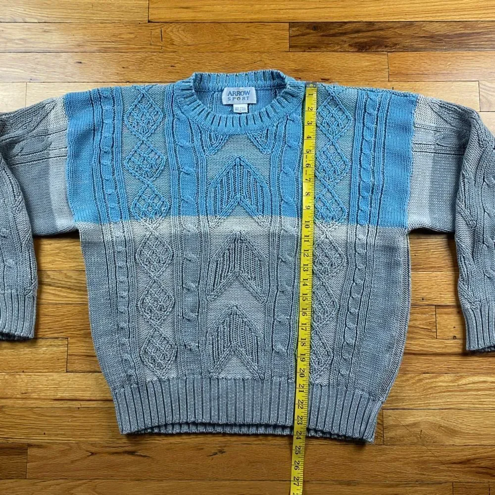 Arrow Sport 90’s Knitted Blue & Gray Sweater Size Large